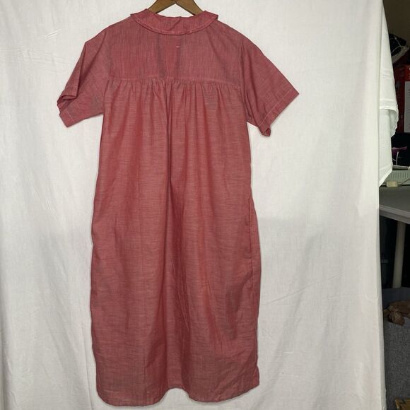 Vtg CAROLE Snap Front Pockets House Dress Coat Robe Lightweight Womens S Red - Picture 3 of 9